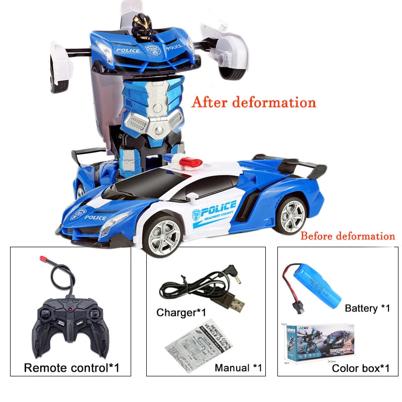 2in1 Electric RC Car Transformation Robots One-key Deformation Car Outdoor Remote Control Sports Car Model  Children Boys Toys