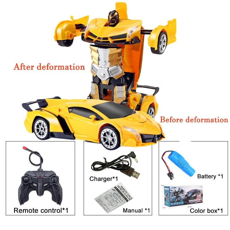 2in1 Electric RC Car Transformation Robots One-key Deformation Car Outdoor Remote Control Sports Car Model  Children Boys Toys