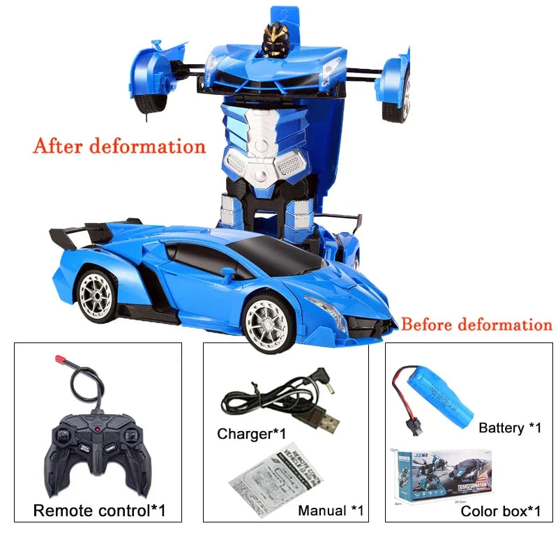 2in1 Electric RC Car Transformation Robots One-key Deformation Car Outdoor Remote Control Sports Car Model  Children Boys Toys
