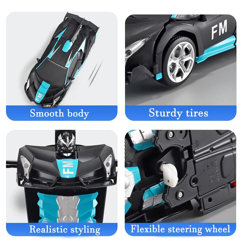 2in1 Electric RC Car Transformation Robots One-key Deformation Car Outdoor Remote Control Sports Car Model  Children Boys Toys