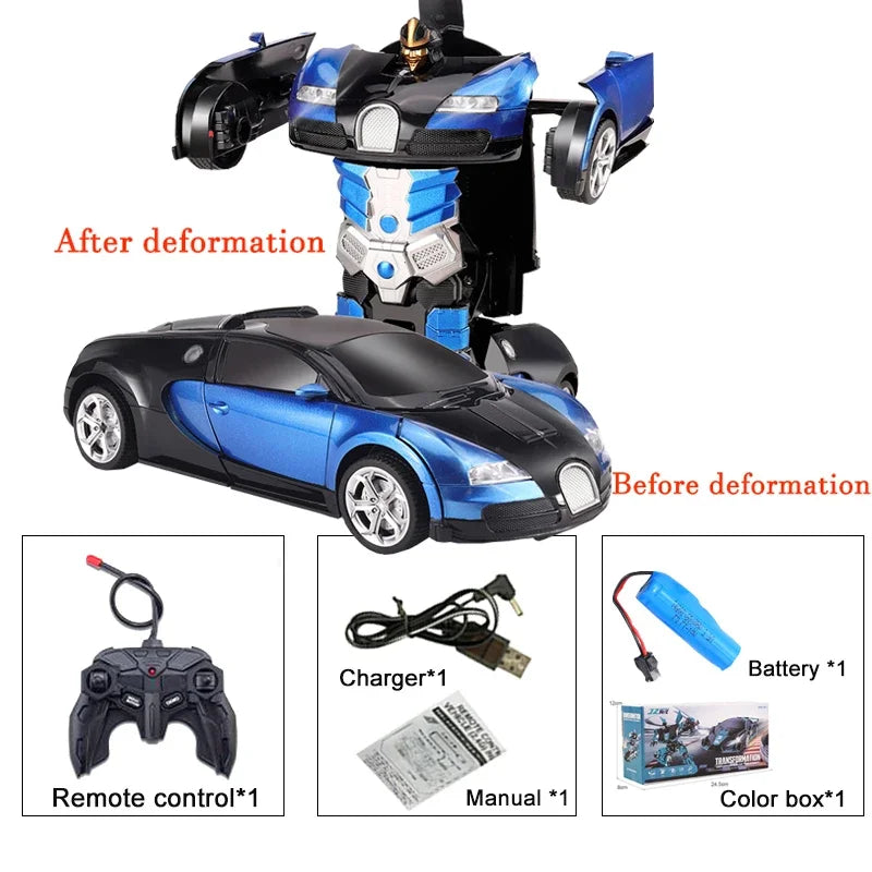 2in1 Electric RC Car Transformation Robots One-key Deformation Car Outdoor Remote Control Sports Car Model  Children Boys Toys