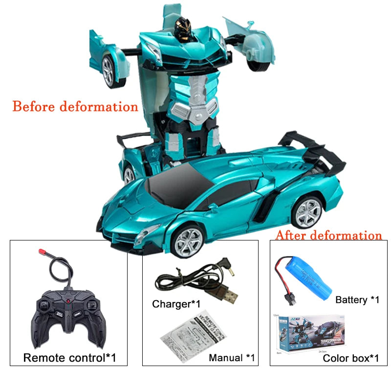 2in1 Electric RC Car Transformation Robots One-key Deformation Car Outdoor Remote Control Sports Car Model  Children Boys Toys